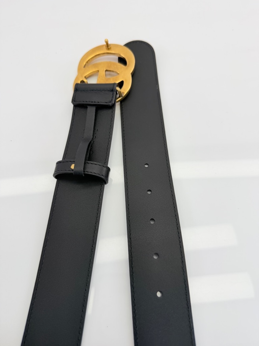 Gucci 2015 Re Edition Wide Leather Belt Gg Double Marmont Black 400593 80/32 - Picture 7 of 10